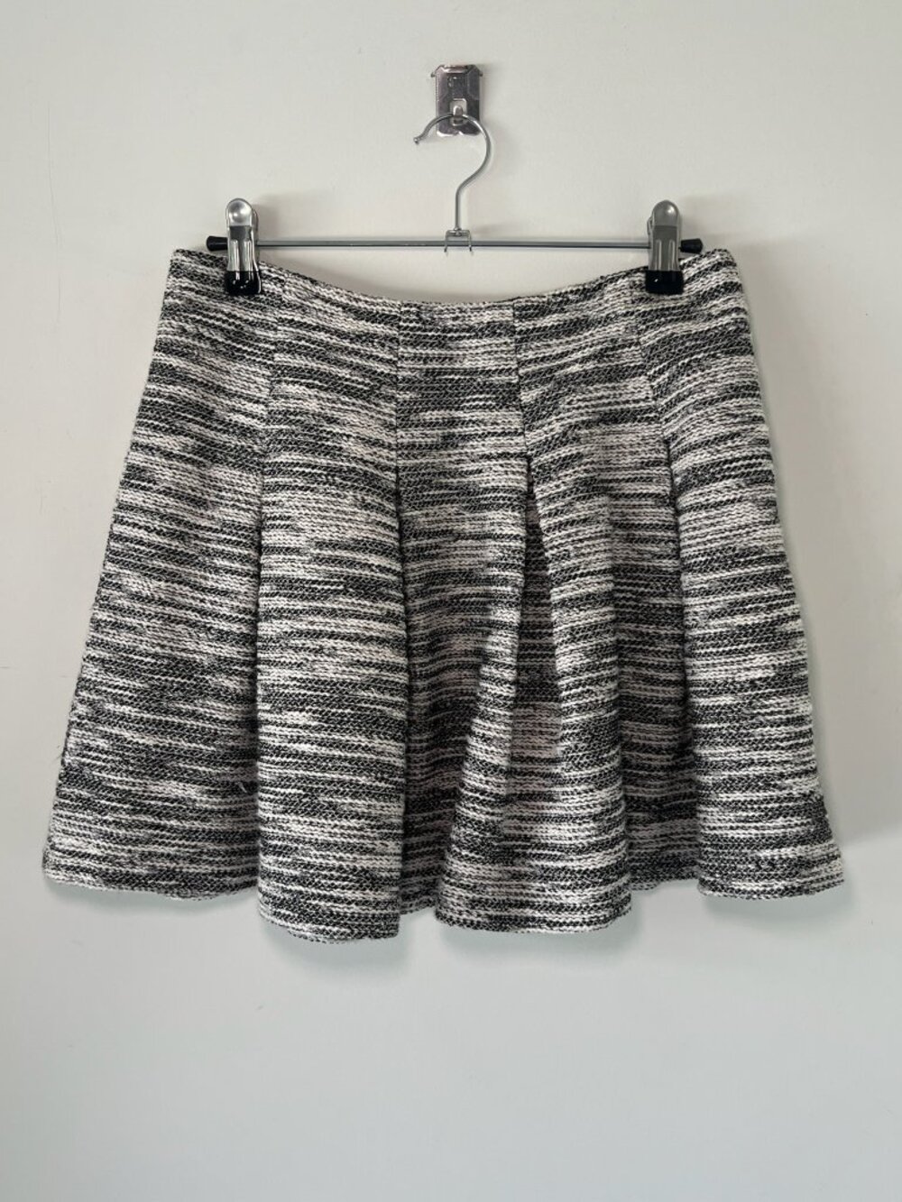 Alice + Olivia Pleated A-Line Tweed Mini Skirt (2014)